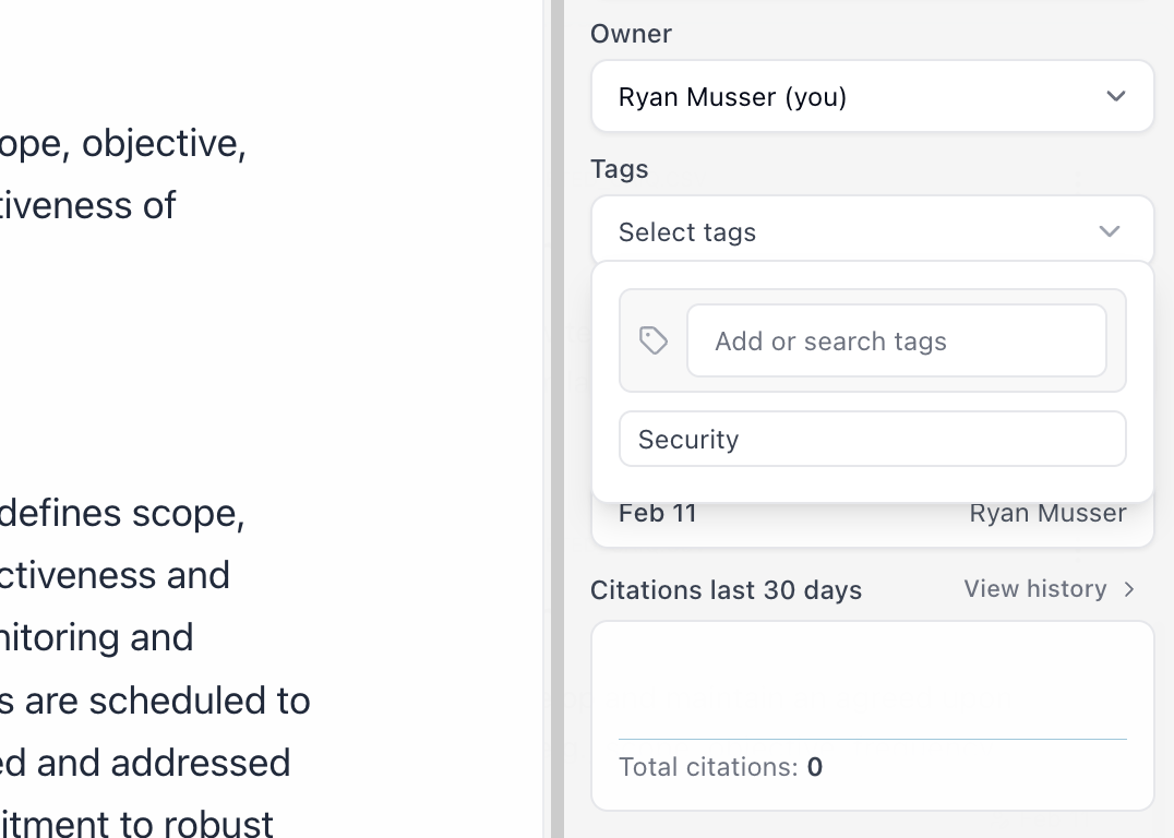 Organizing knowledge items with custom tags for easy categorization and retrieval Tag management interface showing user-defined tags applied to a knowledge item