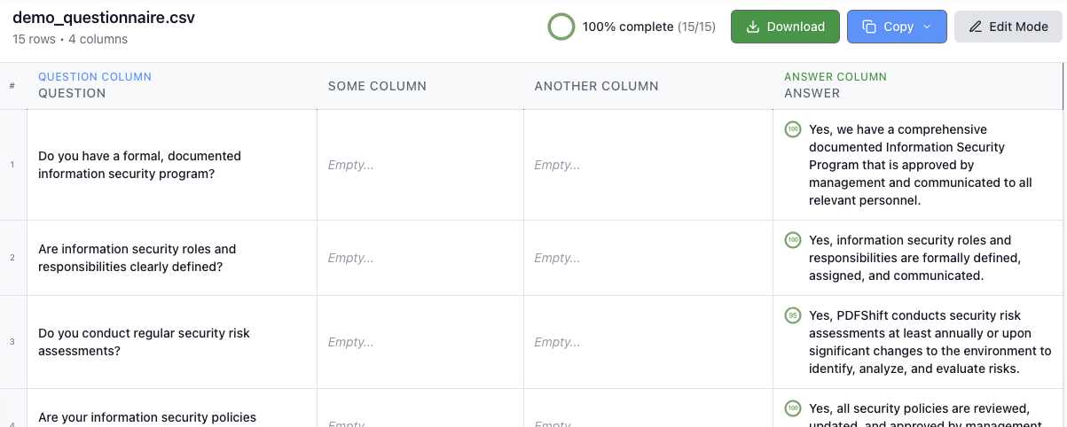 Complete Questionnaire